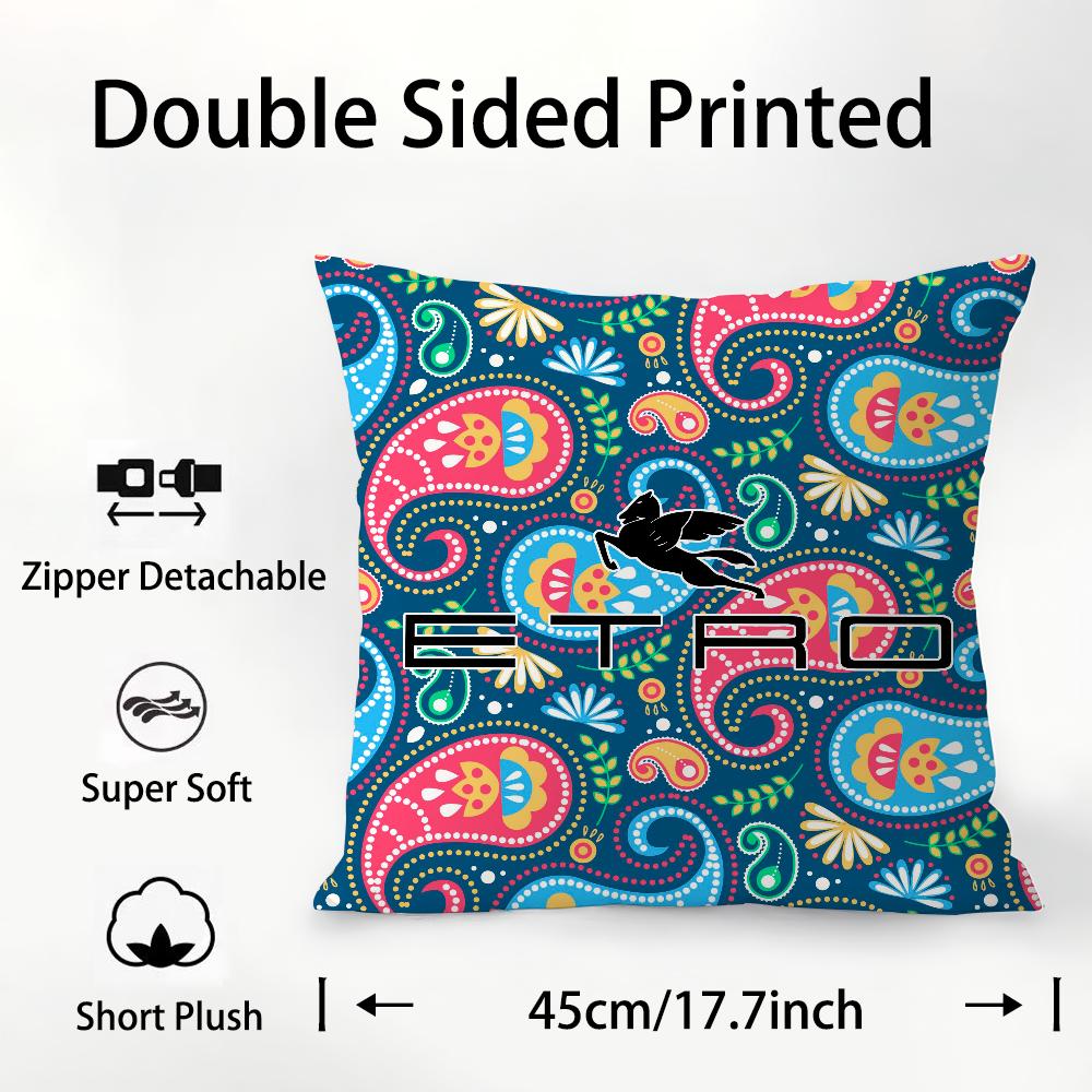 Design Classico E-Etro Federa Cuscino Tessuto Peluche Morbido Stampa Double Face Copricuscino Divano Copricuscini
