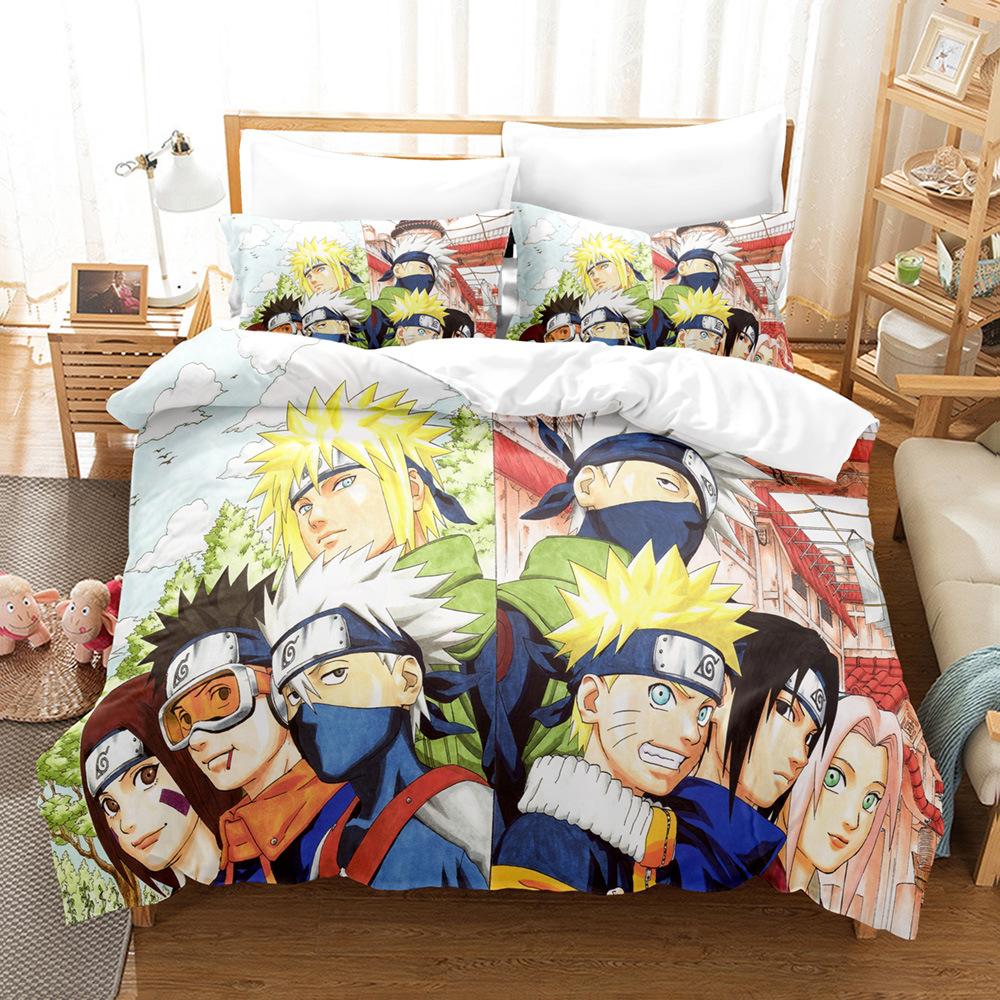 3D Printed Bedding Three-Piece Set, Anime, Naruto Sasuke