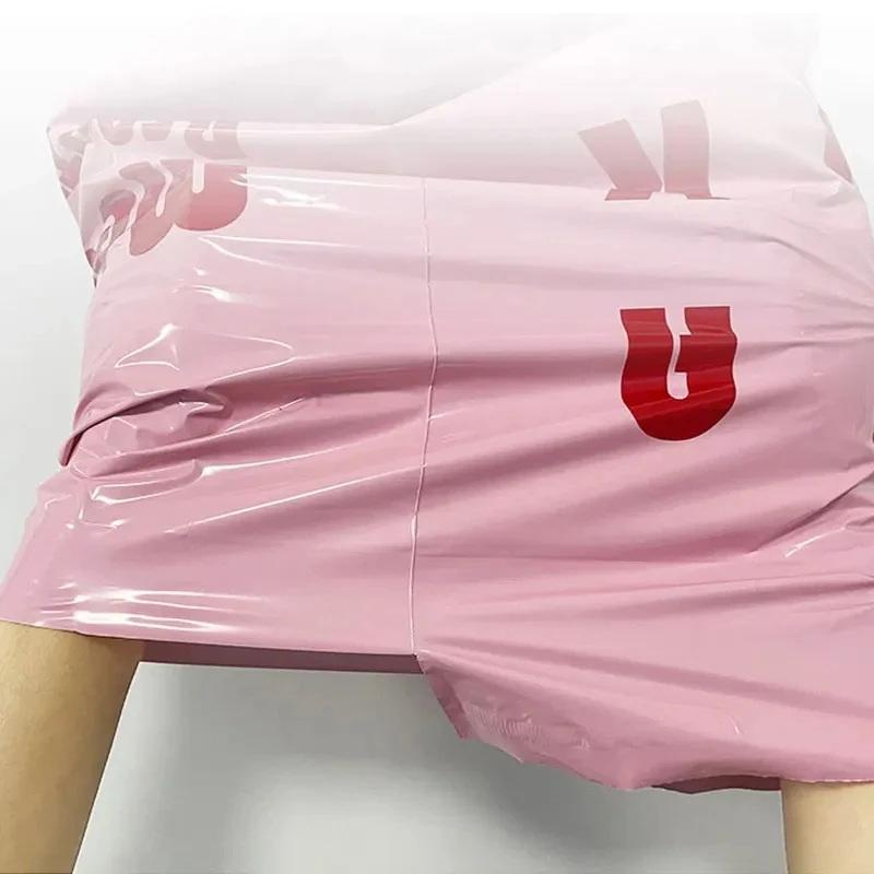 100 Adet Pembe Teşekkür Ekspres Teslimat Çantası, Su Geçirmez ve Dayanıklı Alışveriş Çantaları, Giyim Hediye Paketleme Lojistik Çantaları