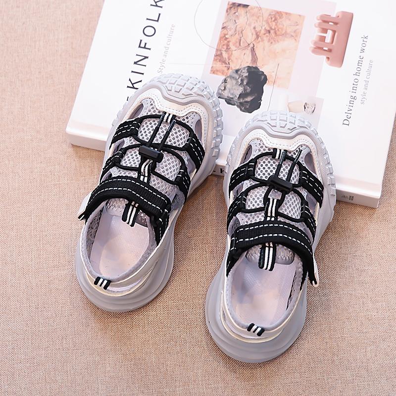Children Sandals Mesh Breathable Girls Beach Shoes Casual Toes Capped 2025 Summer New Kids Sports Sandals Non-slip Hollowed-out