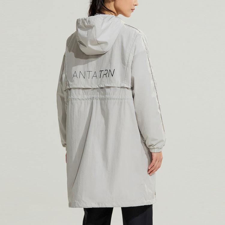 Anta Comprehensive Training Series Logo Print Hooded Windbreaker Women Outerwear Galactic-Gray 162317613-1
