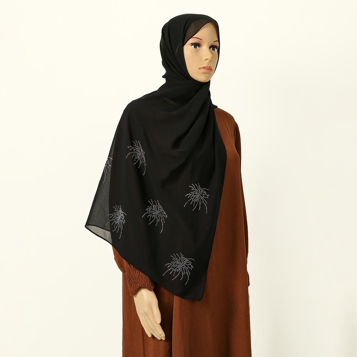 

Fashion Rhinestone Chiffon Hijab Scarf Woman Muslim Hijabs Shawl Lady Long Wrap Ethnic Islam Turban Headscarf Scarves