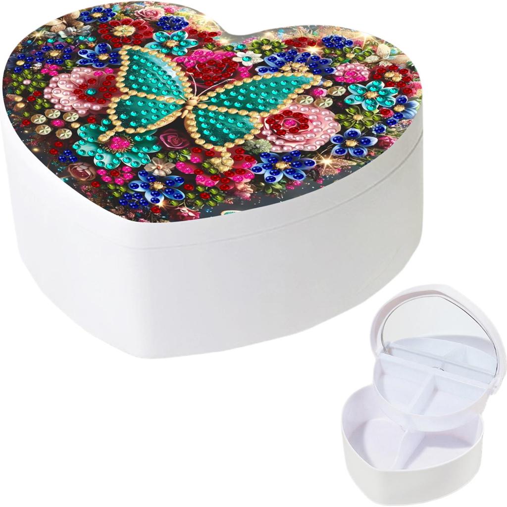 DIY Diamond Painting Handmade Storage Box Partial Drill Crystal Storage Case Kit Heart-Shaped Jewelry Box for Home Decor