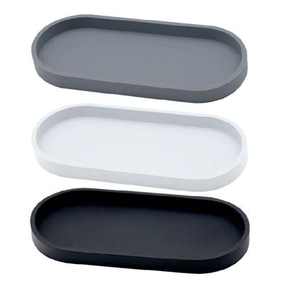 Lot de 2 plateaux décoratifs Organiseurs de comptoir de salle de bain Récipient de rangement de forme elliptique Pour les essentiels du quotidien
