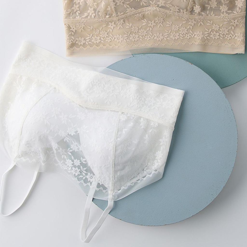 Lace Bra Suspender Adjustable Shoulder Strap Fixed Coaster Ice Silk Beautiful Back Chest Wrapped Sexy Strapless Bra