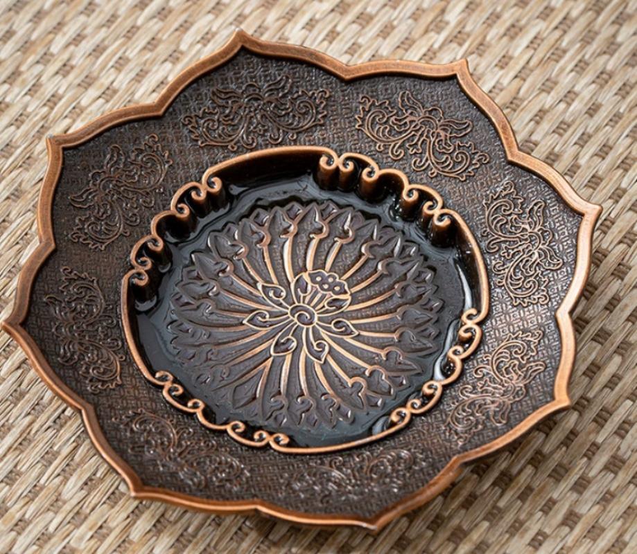 Japanese Antique Copper Coasters Retro Heat Insulation Cup Holder Mat Pad Chinese Kung Fu Gungfu Tea Ceremony Tea Trays Teaware