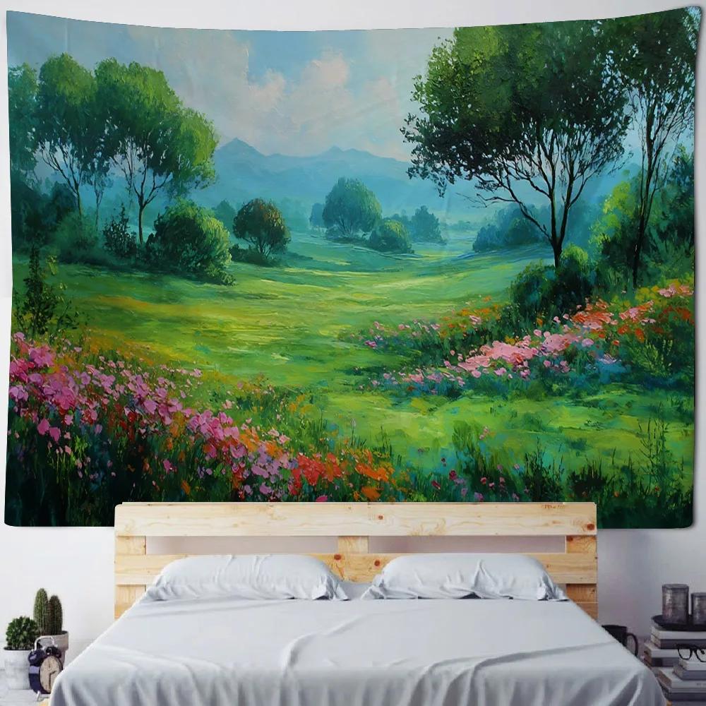 Jungle Creek Waterfall Polyester Tapestry Wall Hanging Decor Natural Landscape Artwork for Bedroom Living Room Home