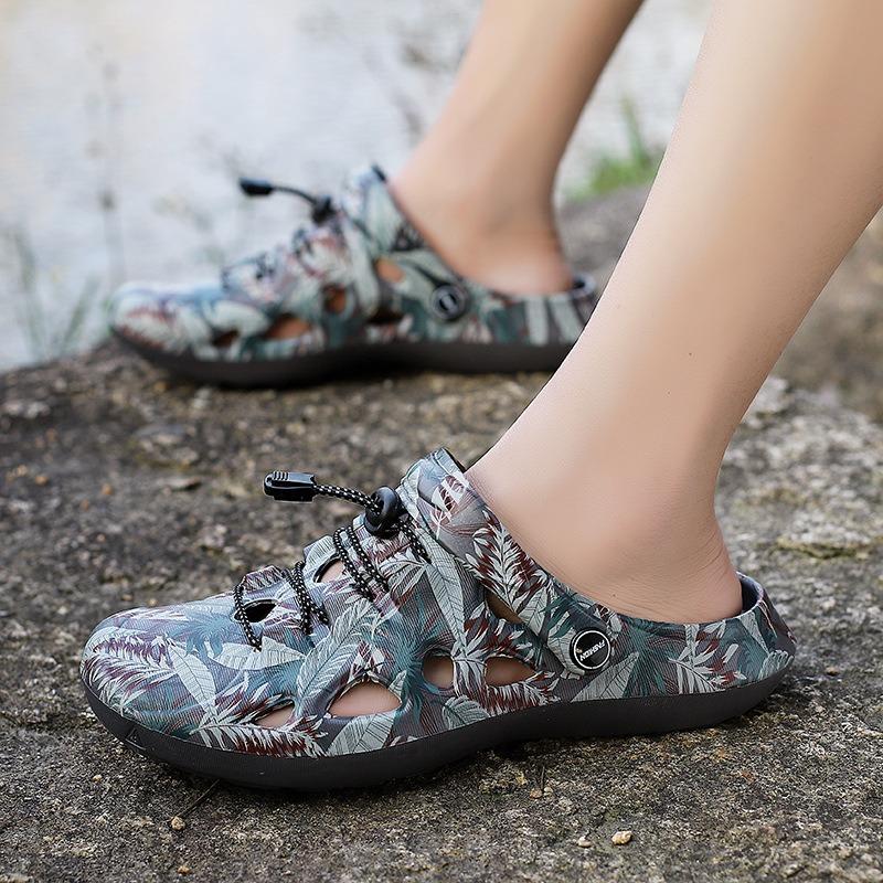 Men's Pattern Breathable Sandals Adjustable Lace Up Anti Slip Casual Outdoor Shoes