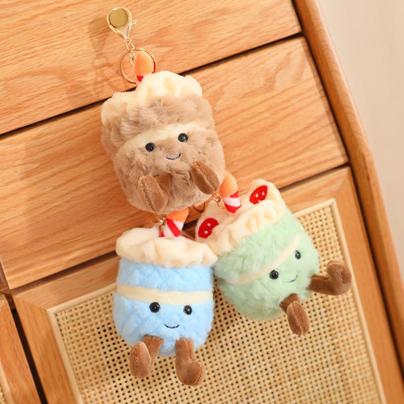 Cute Fun Cake Pendant Succulent Keychain Bag Pendant Simulated Cake Rag Doll Children's Gift