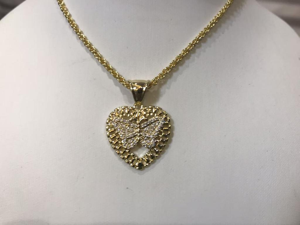 Hip Hop Unique Design Gold Nugget Diamond Cut Heart Shaped Charm Pendant Necklace  for Women/Men Jewelry