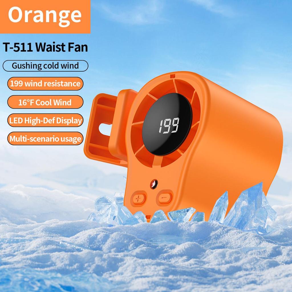 T511 High-Speed Clip-On USB Mini Fan with Digital Display and Lanyard