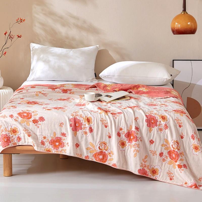 Cotton Blanket 4 Layer Gauze Plaid Bedspread for Double Queen King Bed Towel Quilt Winter Sheet Bed Sofa Cover 200x230cm