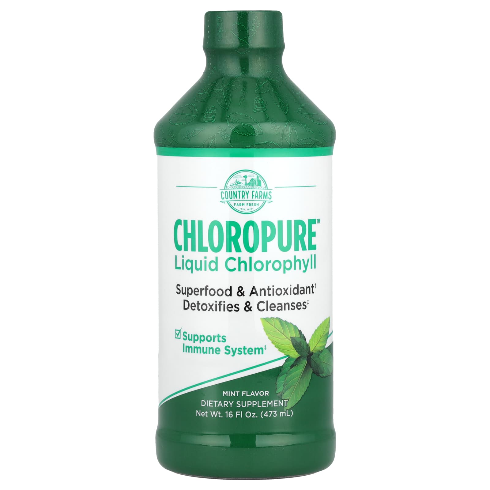 

Country Farms, Chloropure Liquid Chlorophyll, Mint, 16 fl oz (473 ml)