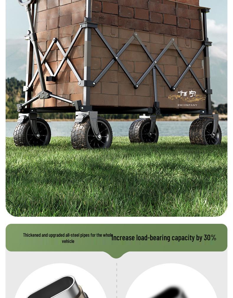 Outdoor Folding Camping Cart with Table and Picnic Storage