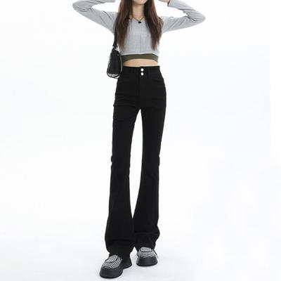 Korean Version of Double-buckle Micro-flared Jeans, New High-waisted and Thin Pear-shaped Jeans In Spring and Autumn