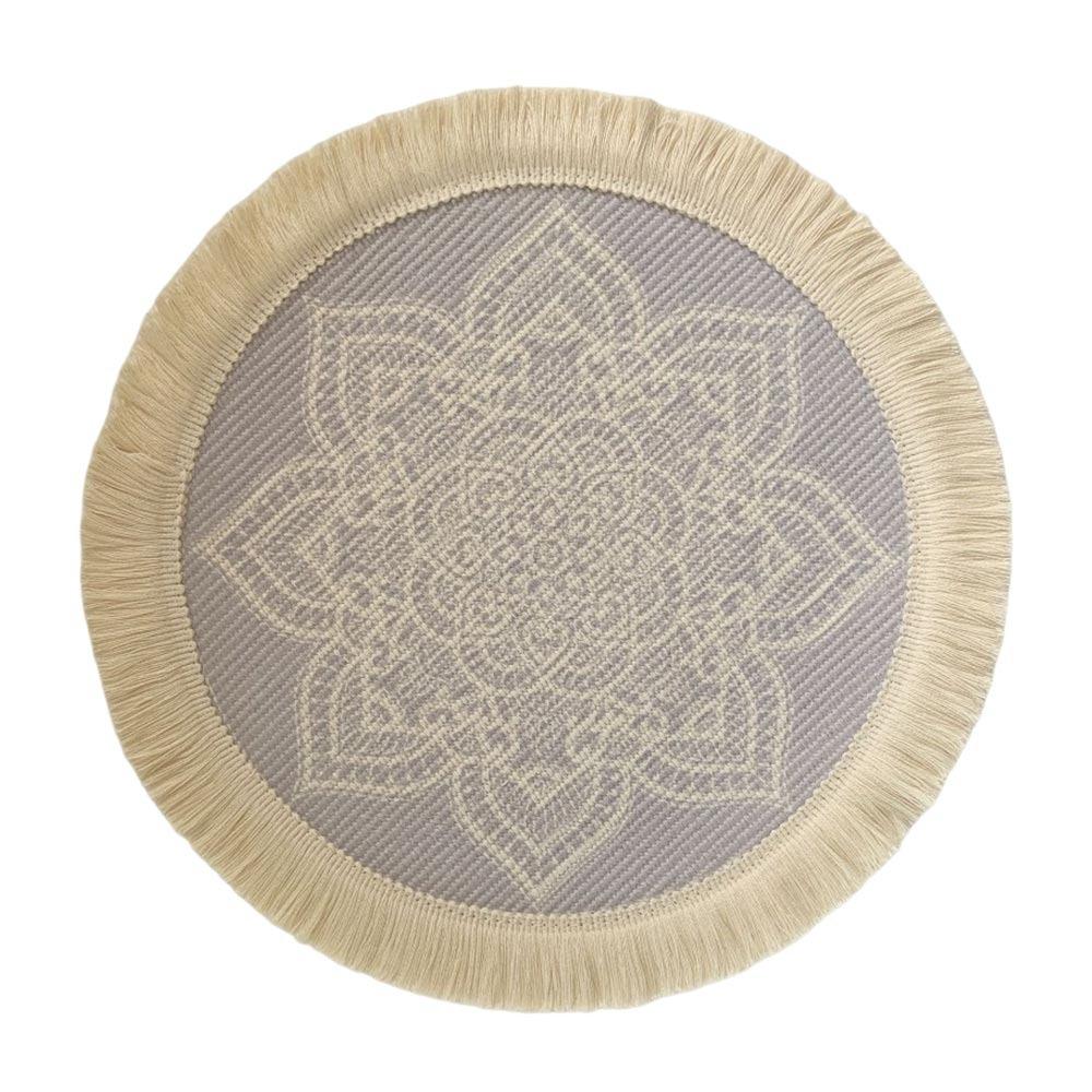 Retro Braided Weave Round Woven Placemats Heat Resistant Non-Slip Bohemian Placemat Tassel Jute Placemats Dining Table L фиолетовый