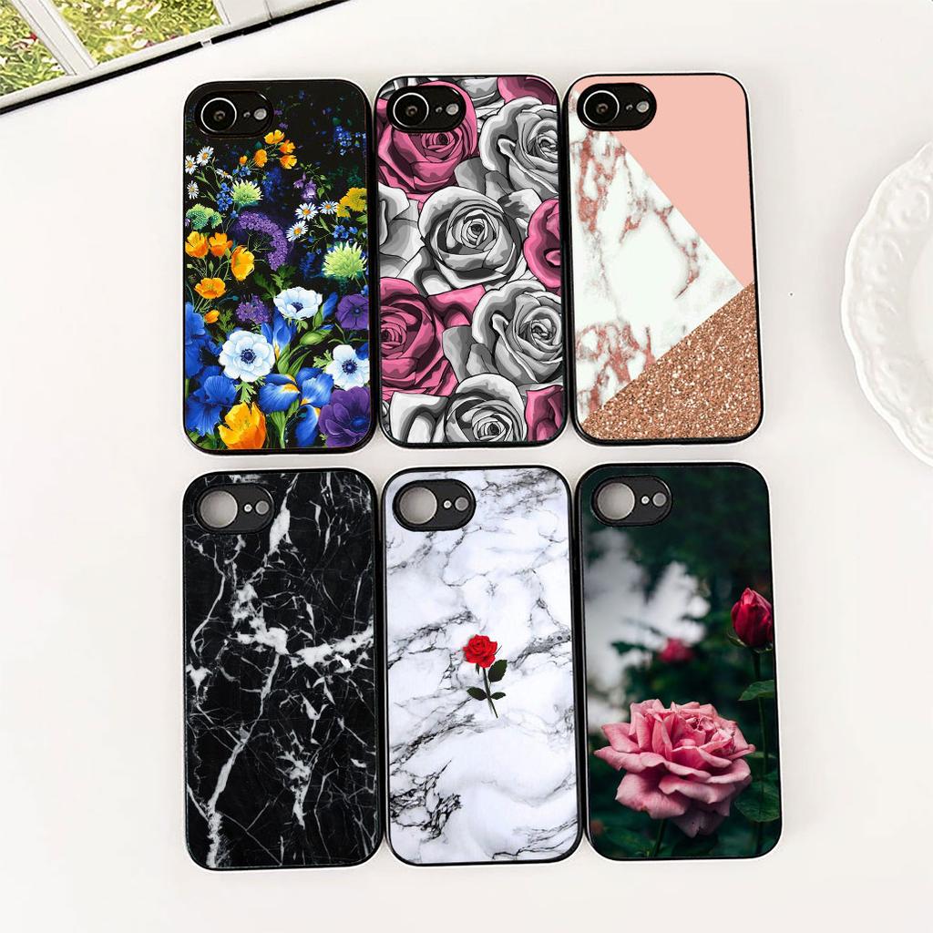 Texture Rose Flower Marble Grain Cover for Motorola Moto G35 G22 G23 G32 G53 G60 G72 G64 G20 G71 G52 G41 G42 E13 E20 E32 Case