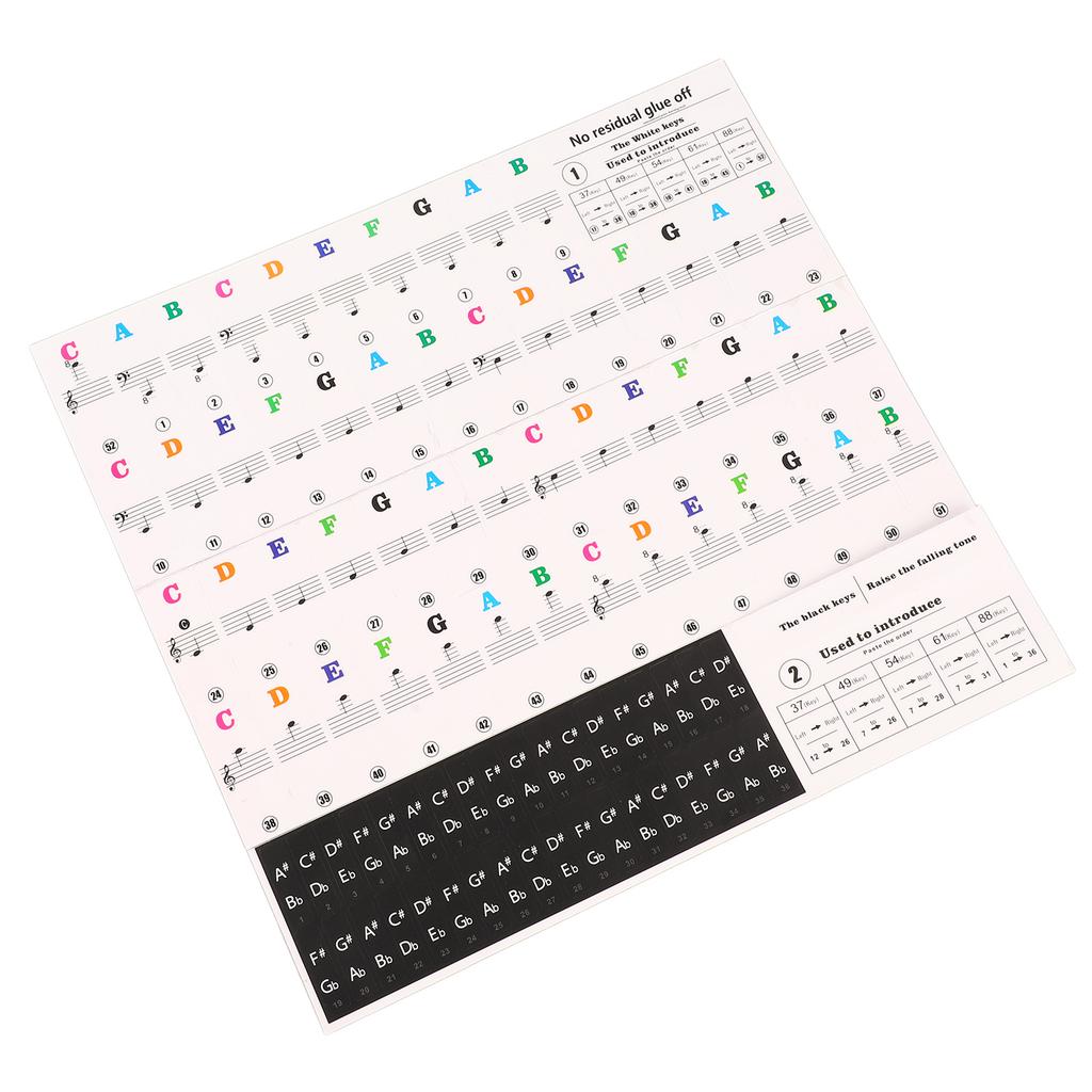 Piano Beginner Sticker Colorful Transparent Removable Large Letter Reusable Piano Keyboard Sticker