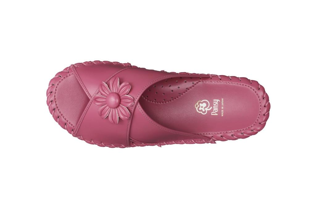 Pansy Women's Room Shoes 9370J Hand-Knitted Footbed Size L Pink