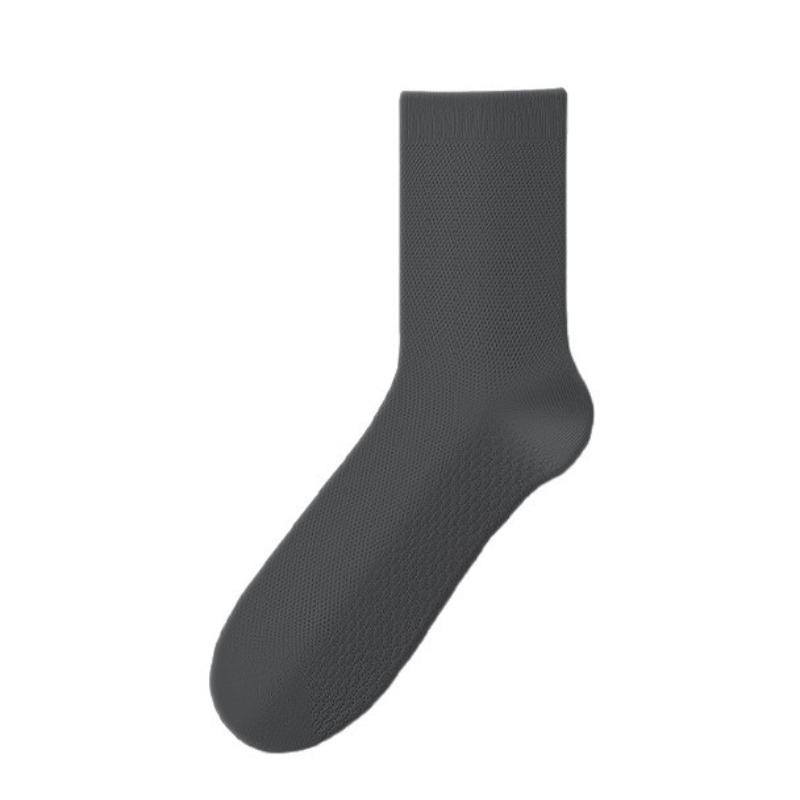 Men's Summer Lightweight Odor-resistant and Sweat-absorbing Mid-calf Socks with Mesh Ventilation, Cushioning Sole, and No Bones