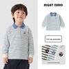 European Boy's Long Sleeve Striped Polo - Spring & Autumn 2026 Trendy Kids Top
