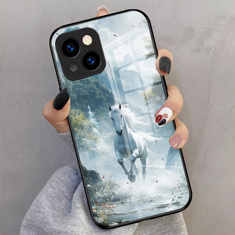 Cool Running Horse Phone Case For IPhone 17 Pro Max 16 15 14 Pro Max 13 11 X Xs Xr 8 7Plus Glass Cover