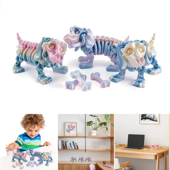 3D-gedrucktes Dackel-Gelenkskelett Dackel-Figur Sammlerstück Skelett-Hund Fidget-Spielzeug