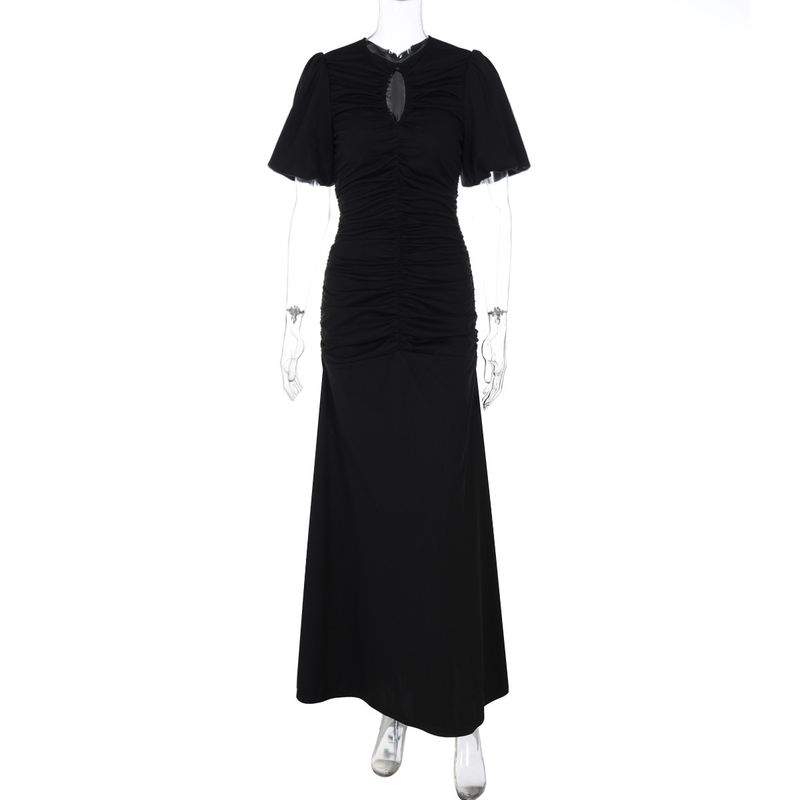 

round Neck Short Sleeve Dress Black L