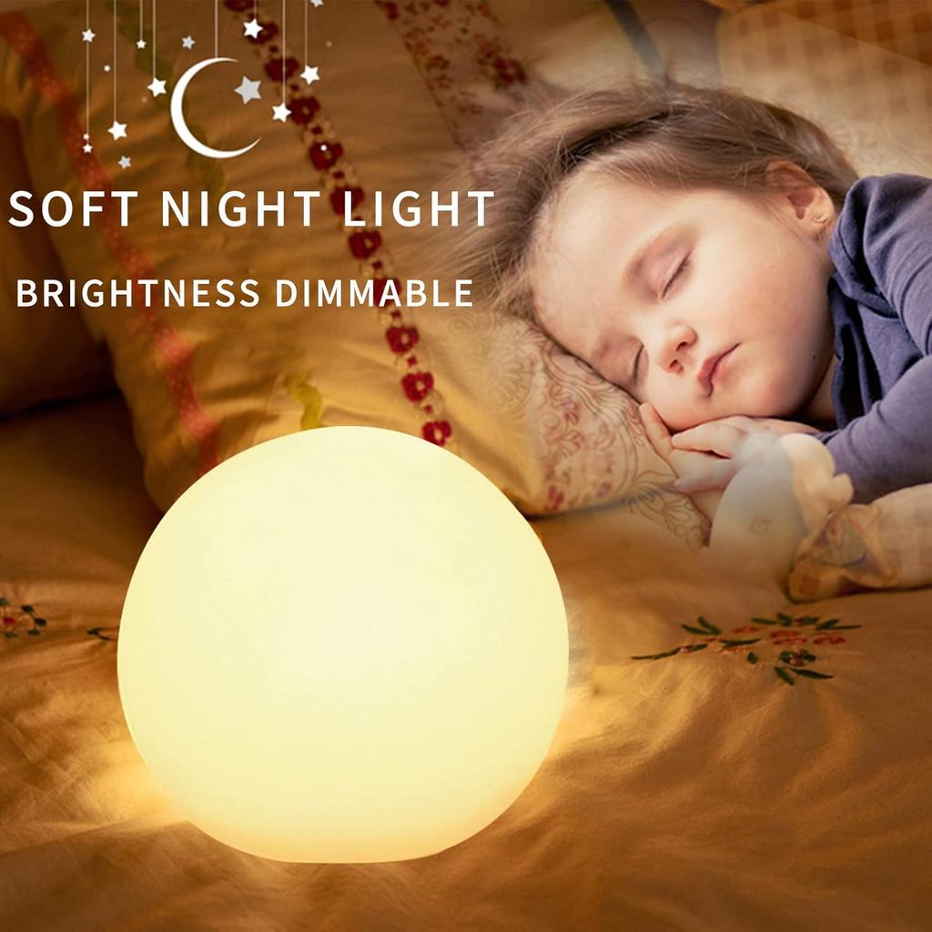 LED Glowing Ball Light, 8-Inch Cordless 16 Color Changing and 4 Light Modes Kids Night Light, Rechargeable & Dimmable Mood Lamp with Remote Control,