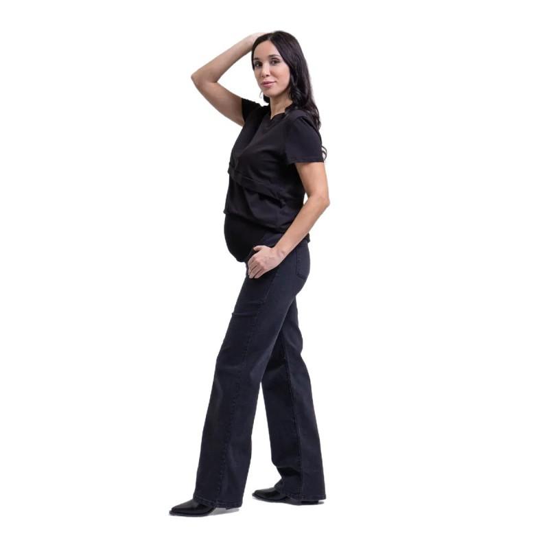 Maternity High Waist Jeans Loose Wide Leg Pants Slim Casual Wear