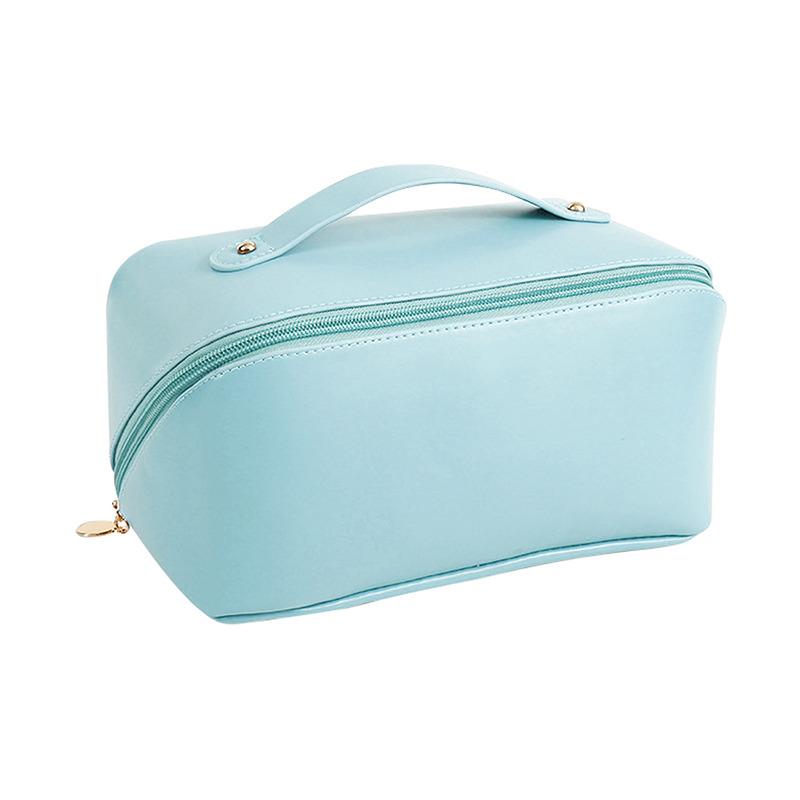 Stor Reisekosmetikkveske i PU-lær for kvinner Kosmetikkorganisator Sminkeveske med høy kapasitet Oppbevaringspose for kvinnelig sminke Sminkeboks
