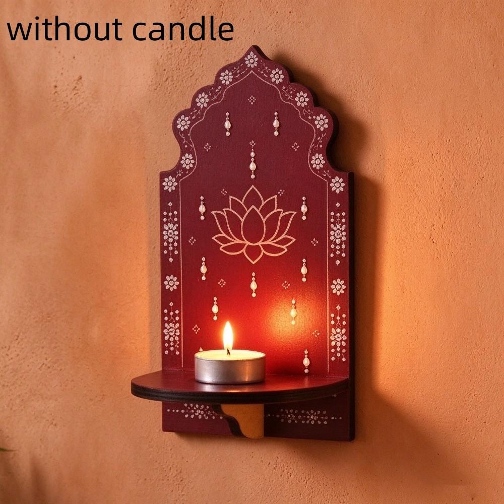 Meditation Wood Indian Wall Candle Holder Hand Painted Diwali Candle Stand  Yoga Room