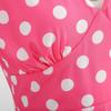 GMXIA Barbie Pink Women's Retro Neckline Polka Dot Print Swing Dress White Leather Belt
