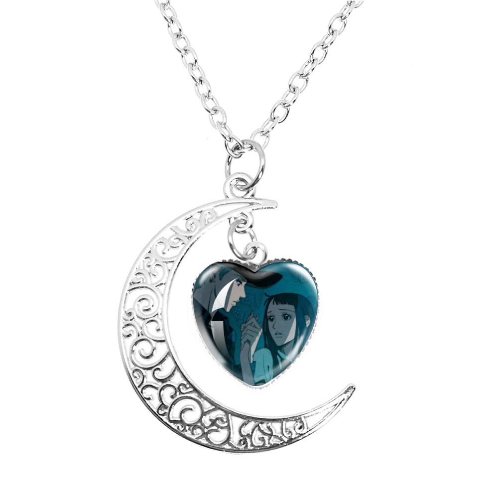 Anime Paradise Kiss Yukari Hayasaka Miwako Sakurada The Moon Necklace Glass Heart Shape Pendant Necklace Jewelry Charm Fans Gift