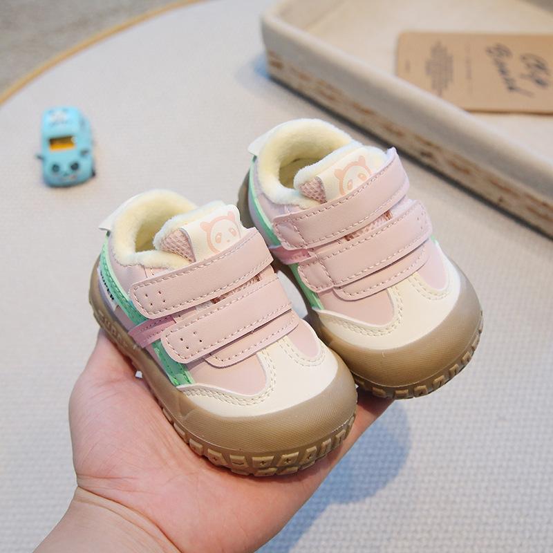 Toddler First Walker Shoes Winter Fleece Lined Soft Sole Warm Baby Sneakers Cute Slip Casual Footwear For Boys Girls 1-3 Years