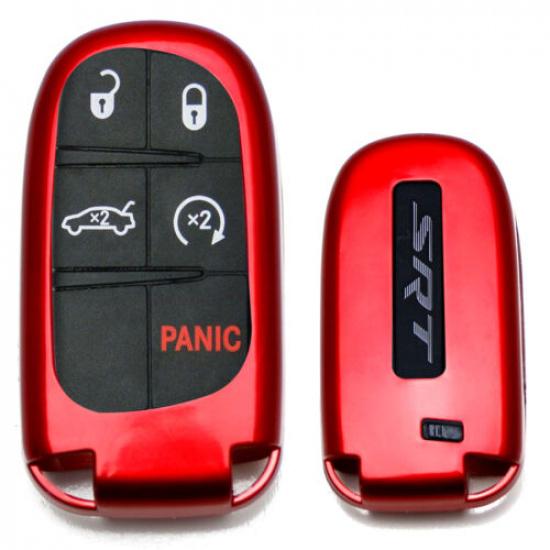 

Exact Fit Glossy Sparkling Red Smart Key Fob Shell Cover For Jeep Dodge Chrysler
