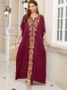 2025 Elegant Plus Size Kaftan Women's Retro V-Neck Batwing Sleeve Embroidered Long Dress Sexy Beach Swimsuit Cover-up Q1808-4183