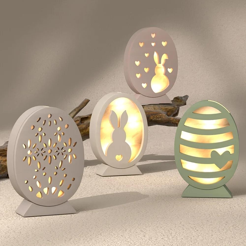 A Top-quality Easter Bunny Egg Hollow Lamp Silicone Mold for Cement Drop Crystal Crafting Silhouette Decoration Home Garden Art