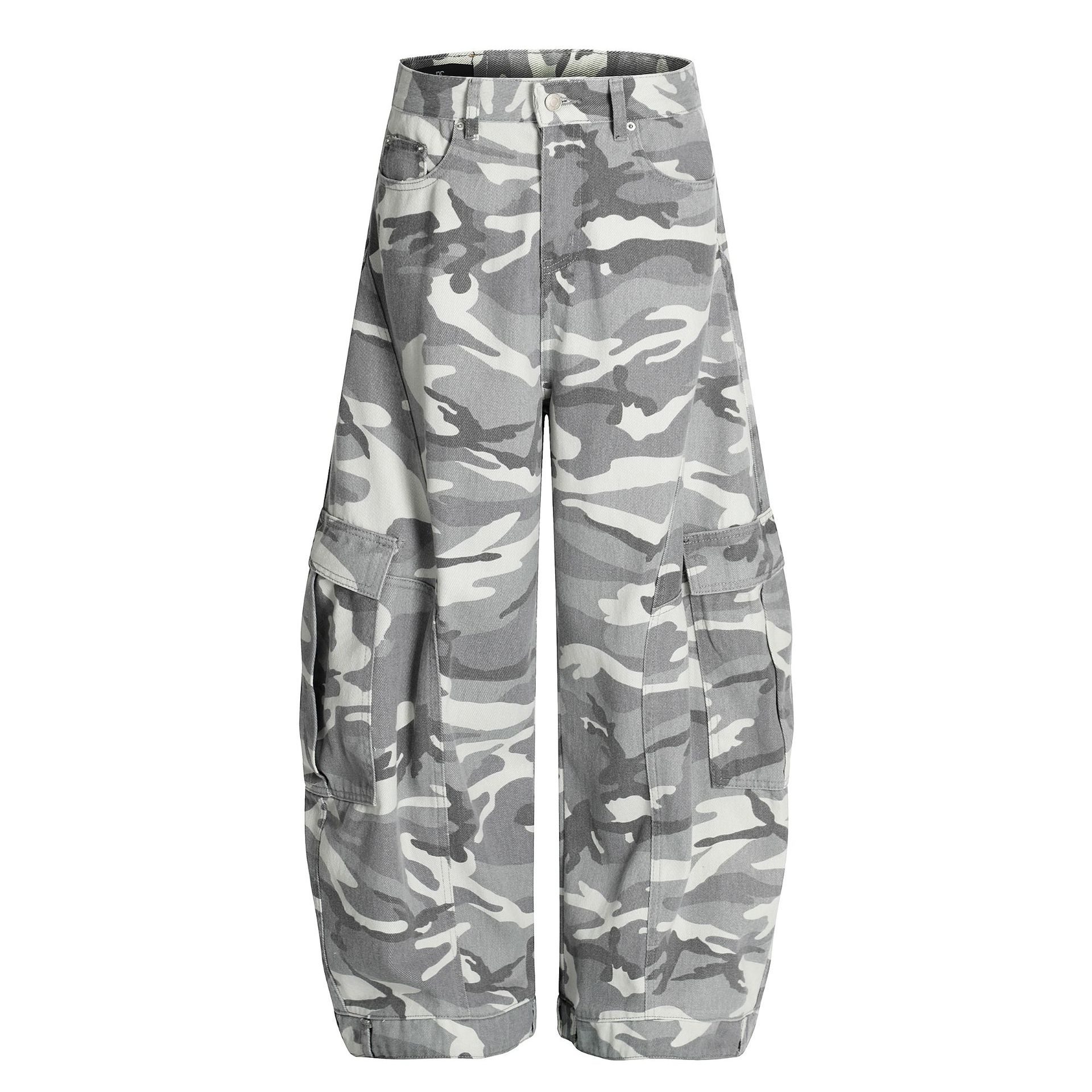 Tide brand American outdoor functional wind camouflage overalls men s loose scimitar wide-leg casual pants S