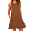 With  Solid Color Sleeveless Loose Dress Women O Neck Mini Causal Dress Office Club Party Vestidos