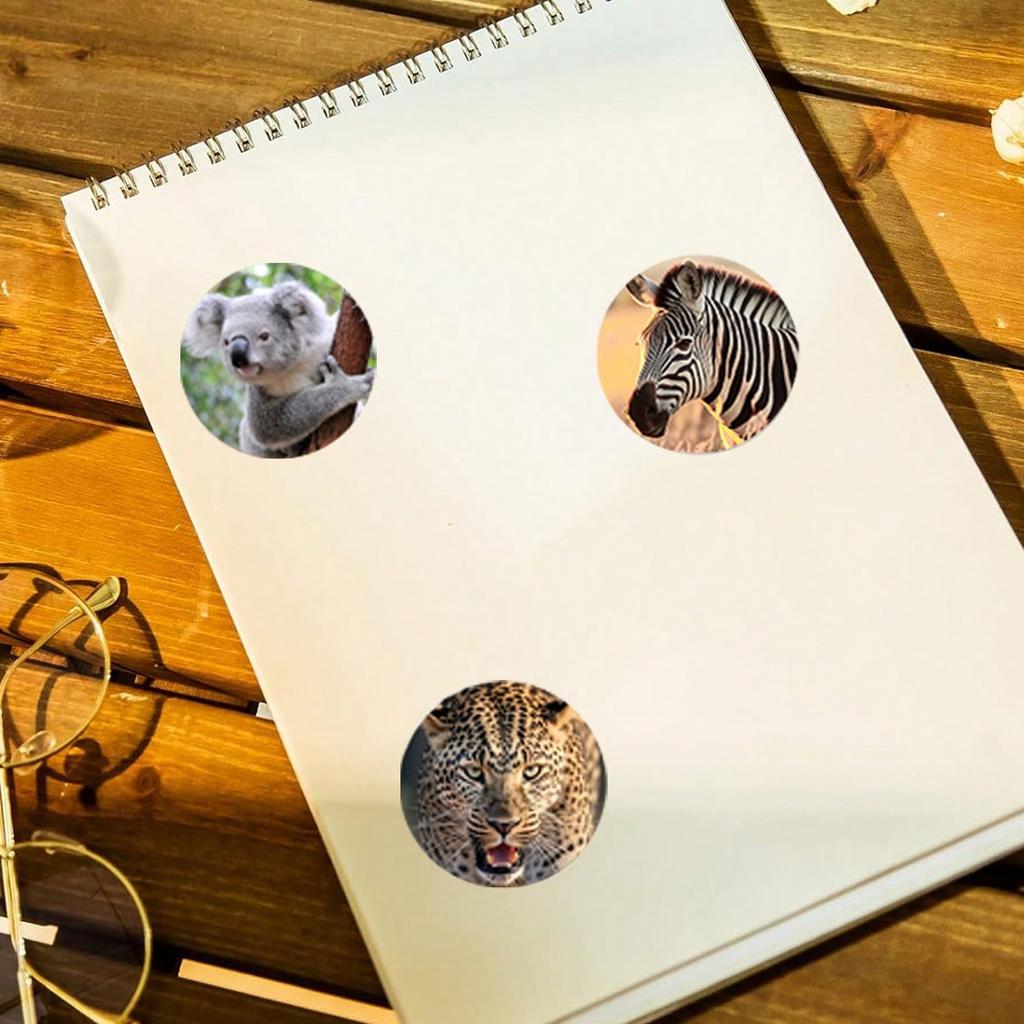 500 Pieces of Children's Animal Stickers - Circular Jungle Birthday Party Gift Decoration - for Teachers and Students' Classroom Rewards