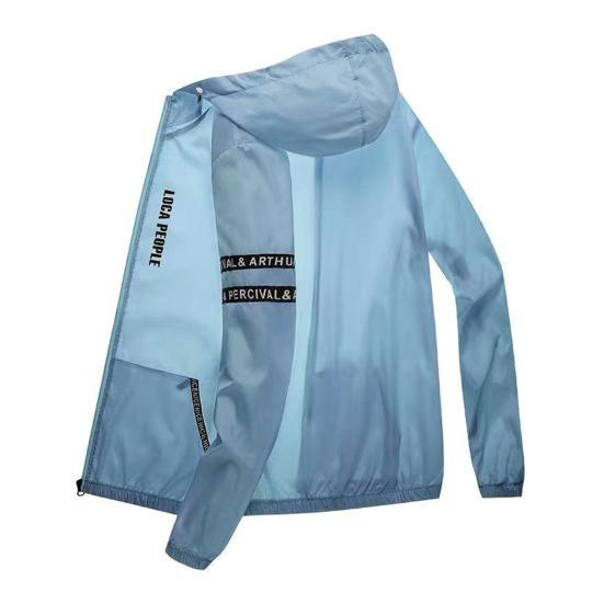 Men Summer Sun Protective Jacket Hooded Long Sleeve Zipper Placket 360-Degree Sun Protection Coat Ice Silk Thin Loose Fit Fishing Outerwear