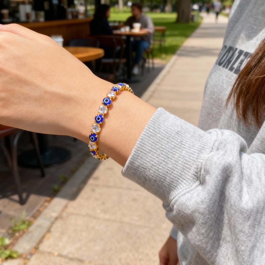 Colorful Crystal Tennis Bracelet For Women Fashion Cubic Zirconia Bracelets Devil's Eye Chain Bracelet Luxury Jewelry Gift