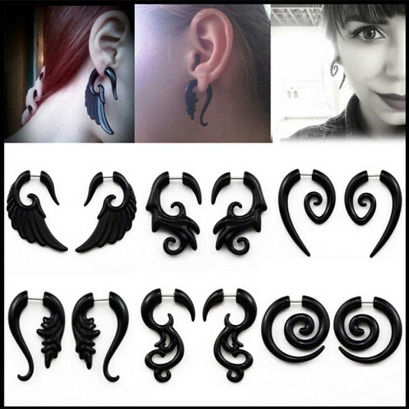1 Pair Gothic Creative Black-color Acrylic Earrings For Women Men Punk Hip Hop Party Jewelry