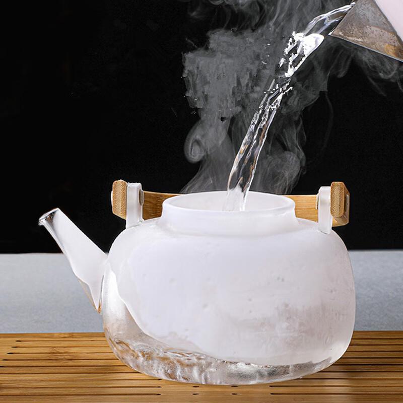 High Borosilicate Glass Teapot with Bamboo Handle