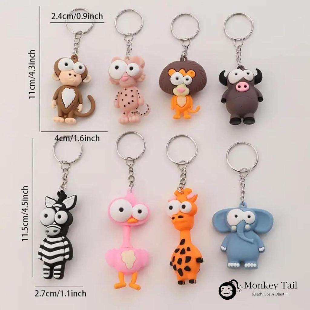 12 Pcs Jungle Animal Theme Keychains As Birthday Return Gifts for Kids of All Age Groups