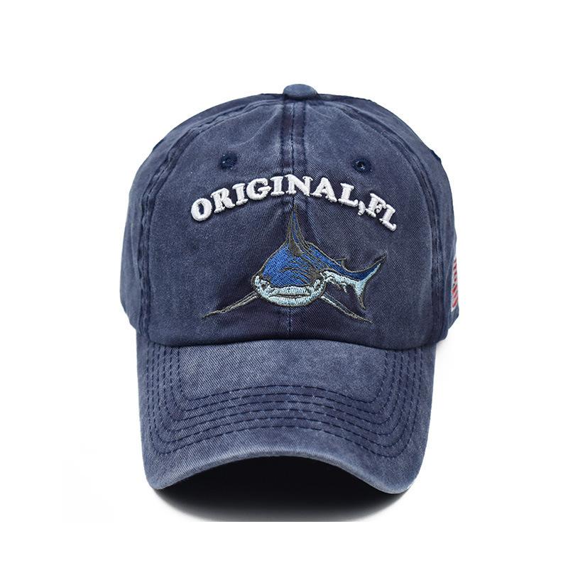 Alphabet Shark Embroidered Baseball Cap with Adjustable and Versatile Sun Protection Duckbill Cap Suitable for Men and Women