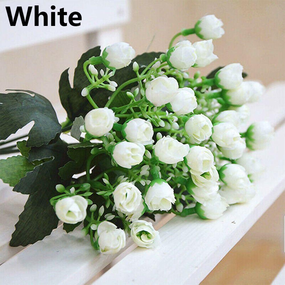 Handmade DIY Craft Silk Bunch Wedding Decoration Small Bud Rose Bridal Bouquet Artificial Flowers