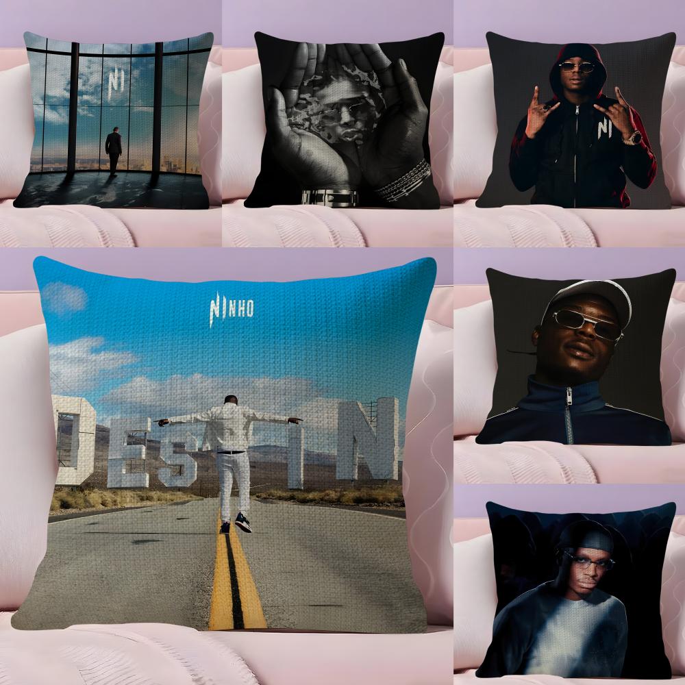 NNinho Rapper Cushion Cover Natural Linen Pillow Case DoubleSided Print Decorative Sofa Pillowcase Home Decor Gift
