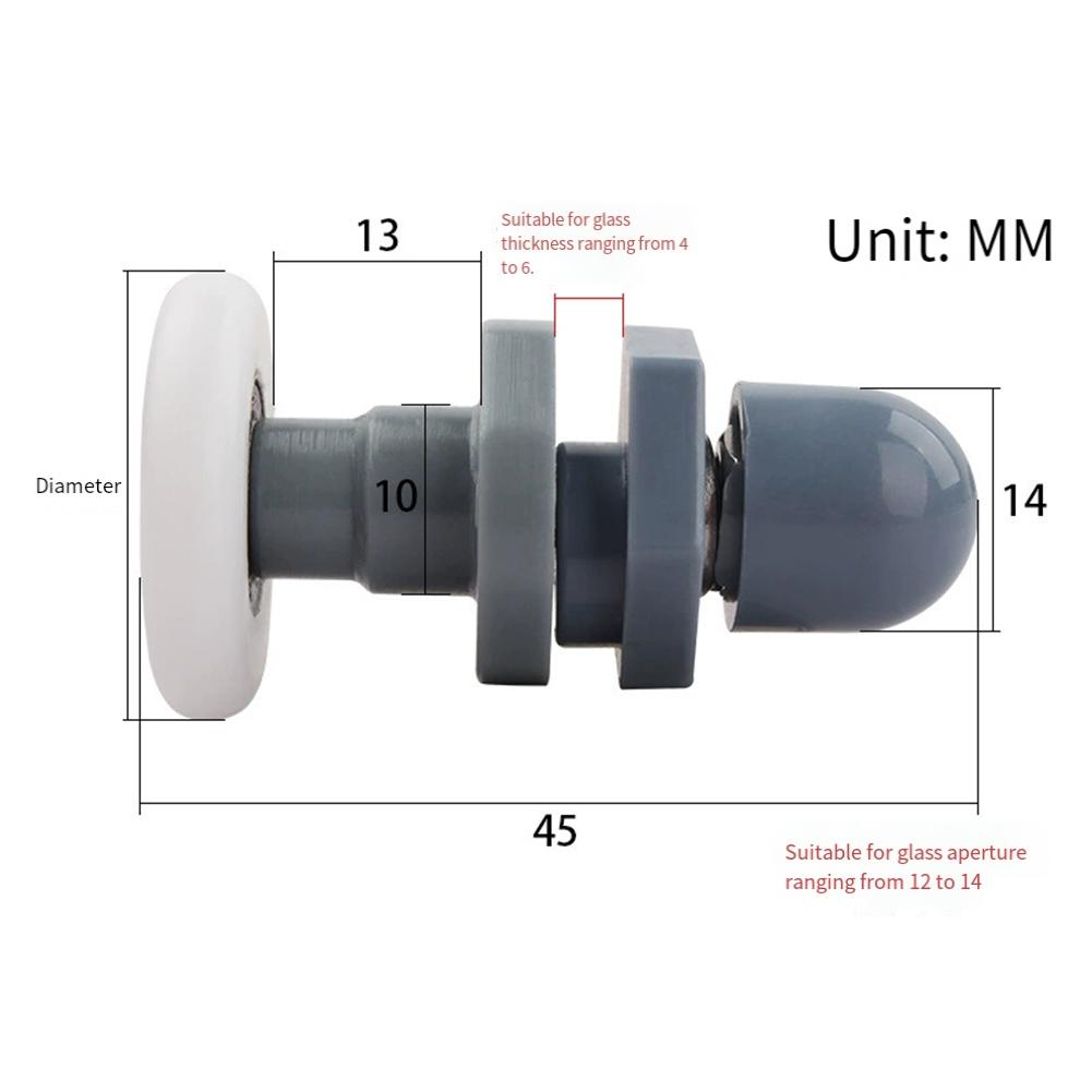 4pcs Shower Door Rollers for Frameless Glass Shower Doors with Reinforced Nylon Wheels and Sturdy Aluminum Alloy Core